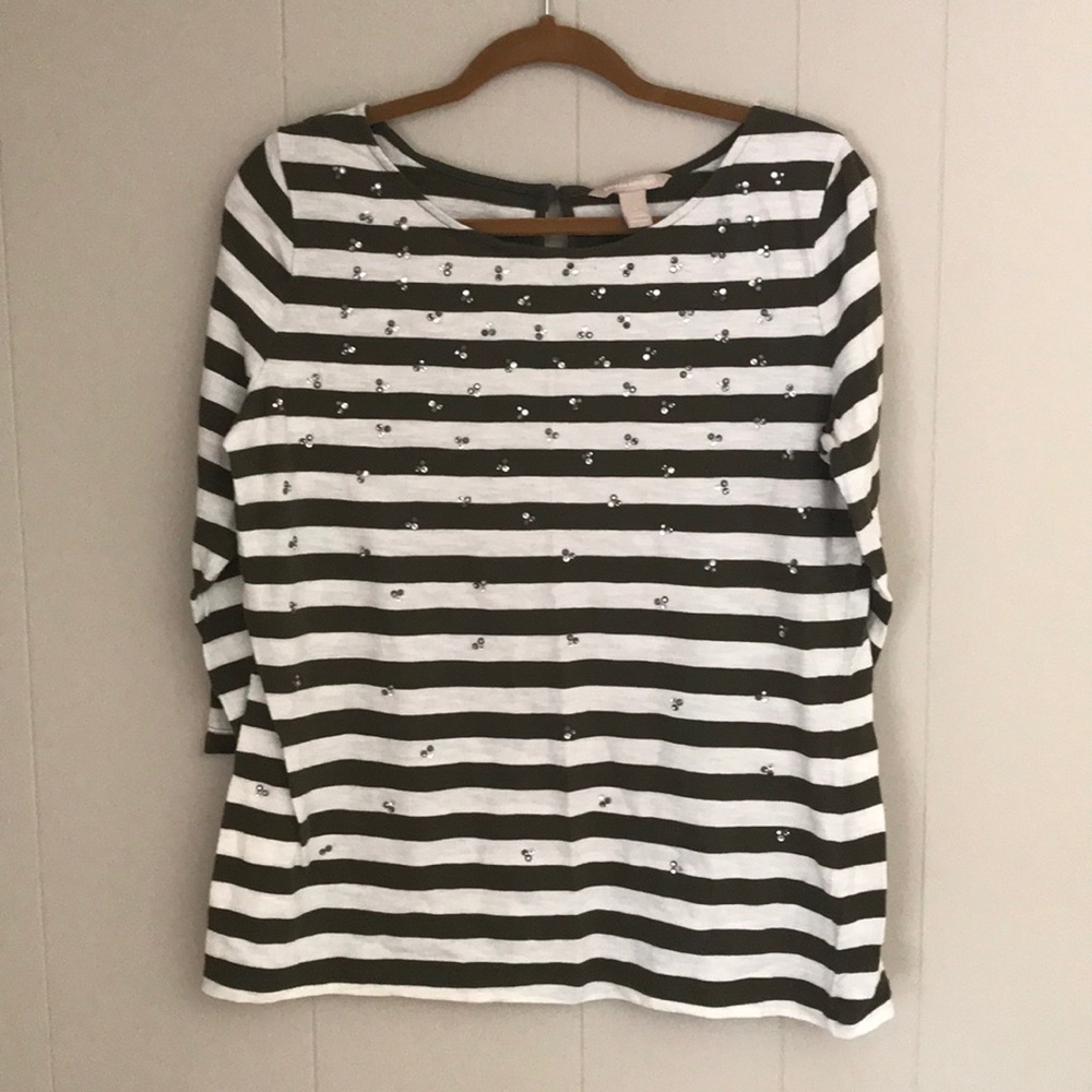 Banana Republic striped top with embellishment.